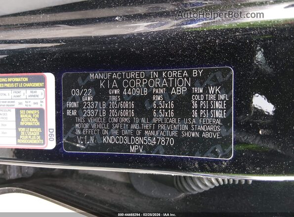 KNDCD3LD8N5547870 2022 KIA NIRO PLUG-IN HYBRID Black ძრავის განყოფილების ხედი