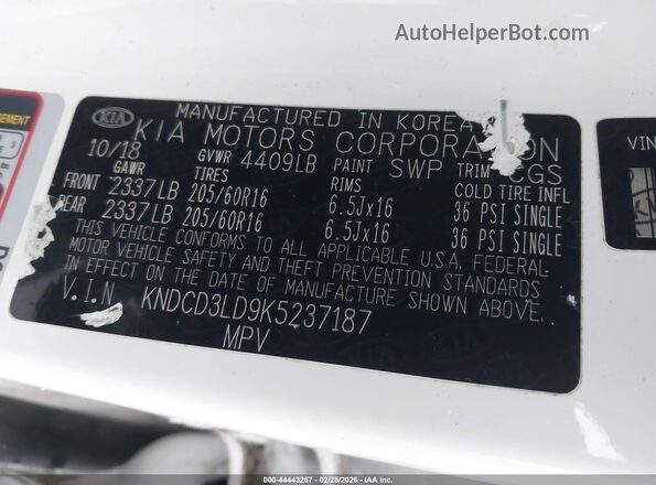 KNDCD3LD9K5237187 2019 KIA NIRO PLUG-IN HYBRID White Շարժիչի բաժամունքի տեսք