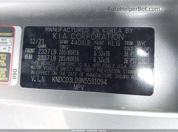 KNDCD3LD9N5531094 2022 KIA NIRO PLUG-IN HYBRID Silver Вид підкапотного простору
