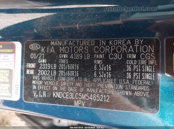 KNDCE3LC5M5465212 2021 KIA NIRO Синий Вид подкапотного пространства
