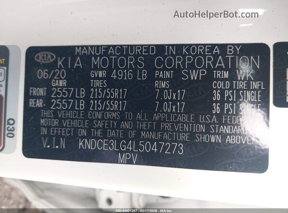 KNDCE3LG4L5047273 2020 KIA NIRO EV Белый Вид подкапотного пространства