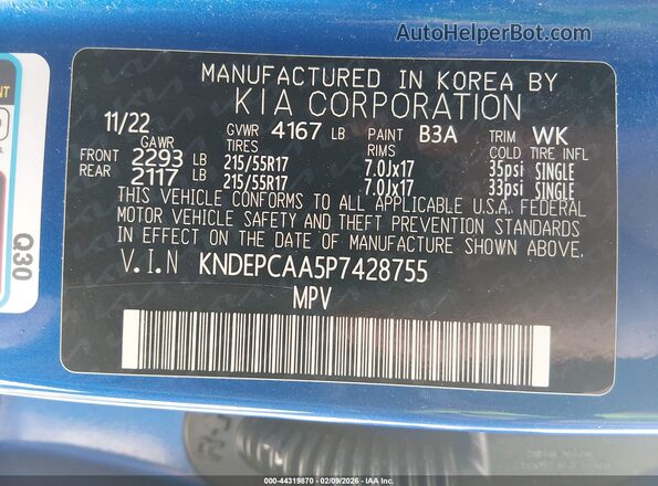 KNDEPCAA5P7428755 2023 KIA SELTOS Синий Вид подкапотного пространства