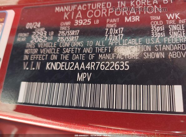 KNDEU2AA4R7622635 2024 KIA SELTOS Оранжевый Вид подкапотного пространства