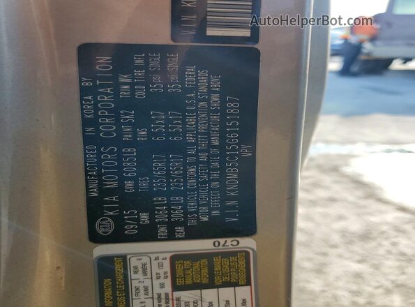 KNDMB5C15G6151887 2016 KIA SEDONA Желто-коричневый Вид наклейки с VIN-кодом