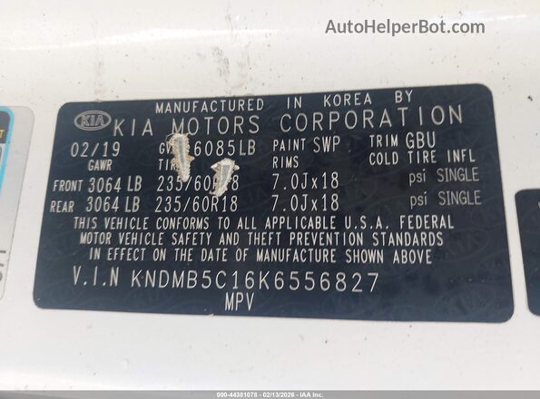 KNDMB5C16K6556827 2019 KIA SEDONA Белый Вид подкапотного пространства