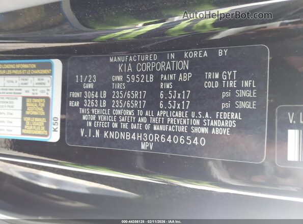 KNDNB4H30R6406540 2024 KIA CARNIVAL MPV Черный Вид подкапотного пространства