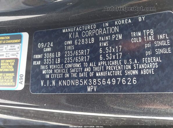 KNDNB5K38S6497626 2025 KIA CARNIVAL MPV Gray Widok komory silnika