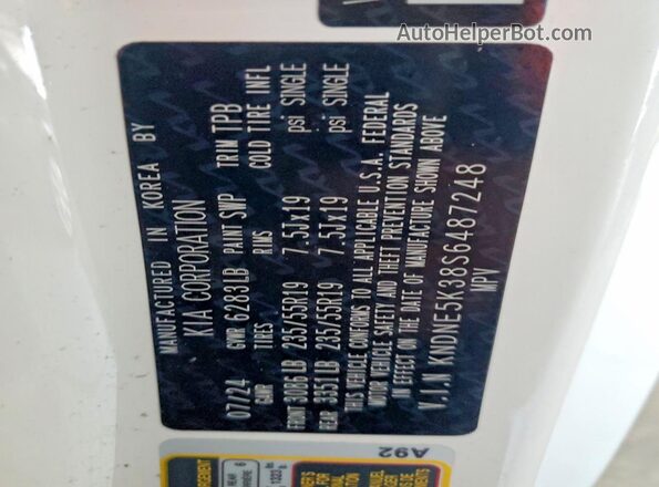 KNDNE5K38S6487248 2025 KIA CARNIVAL White Widok wnętrza 360 stopni