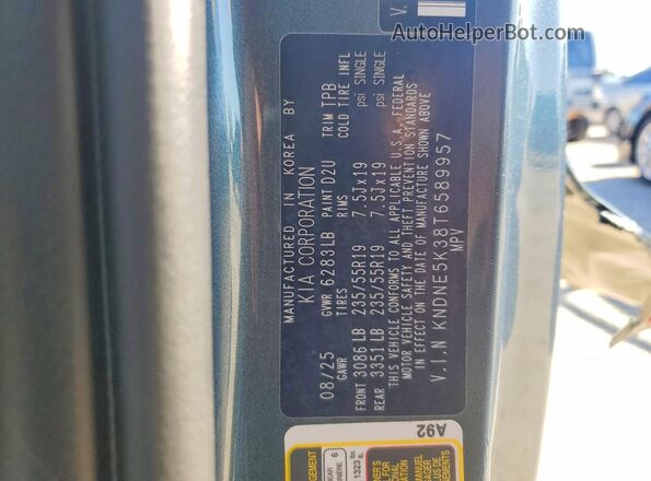 KNDNE5K38T6589957 2026 KIA CARNIVAL Синий Вид наклейки с VIN-кодом
