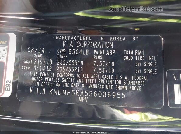 KNDNE5KA5S6036955 2025 KIA CARNIVAL MPV HYBRID Черный Вид подкапотного пространства