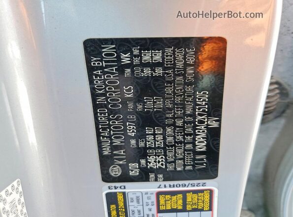 KNDPM3AC2K7514505 2019 KIA SPORTAGE Silver Widok naklejki z numerem VIN
