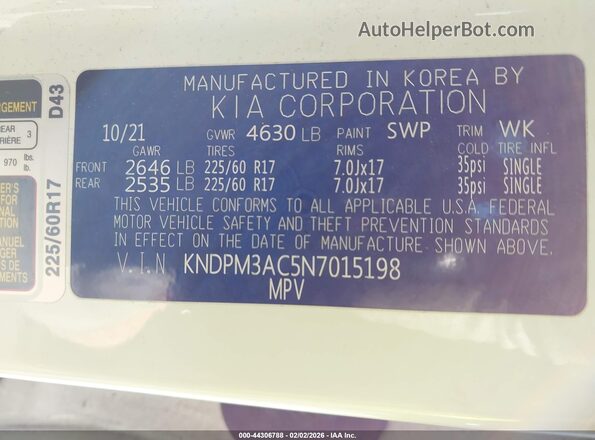 KNDPM3AC5N7015198 2022 KIA SPORTAGE Белый Вид подкапотного пространства