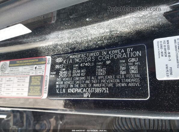 KNDPMCAC6J7389751 2018 KIA SPORTAGE Черный Вид подкапотного пространства