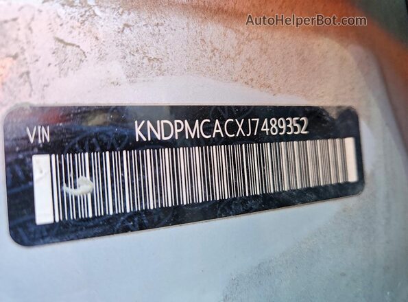 KNDPMCACXJ7489352 2018 KIA SPORTAGE Серебряный Вид наклейки с VIN-кодом