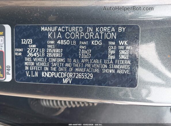 KNDPUCDF0R7265329 2024 KIA SPORTAGE Gray Widok komory silnika