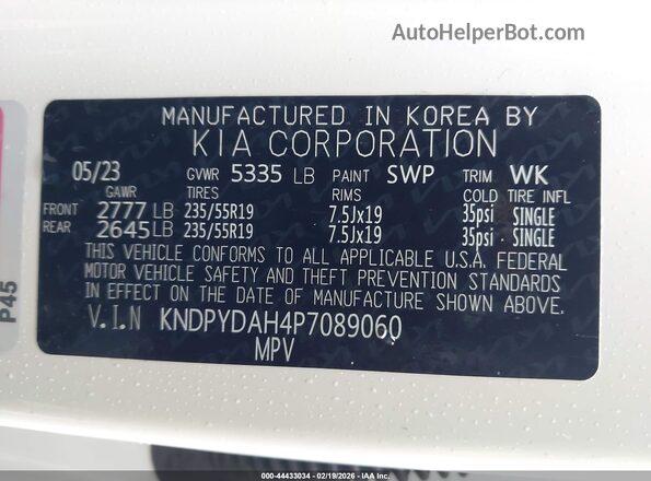 KNDPYDAH4P7089060 2023 KIA SPORTAGE PLUG-IN HYBRID White Вид підкапотного простору