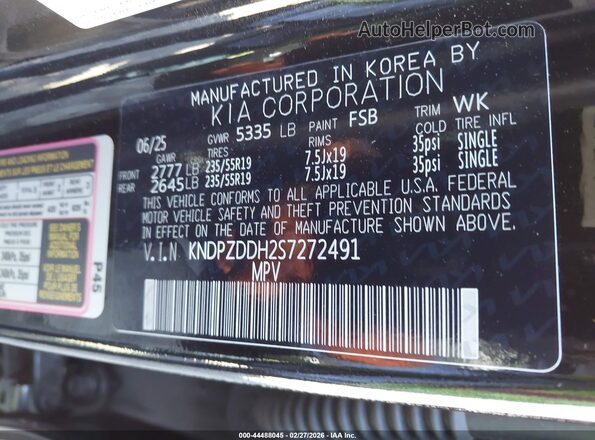 KNDPZDDH2S7272491 2025 KIA SPORTAGE PLUG-IN HYBRID Черный Вид подкапотного пространства