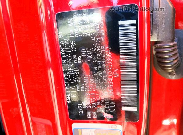 KNDRG4LGXN5086642 2022 KIA SORENTO Red Սալոնի 360 աստիճան տեսք