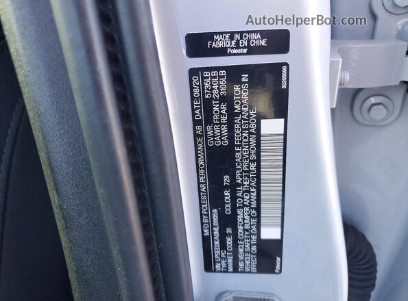 LPSED3KA0ML011059 2021 POLESTAR 2 White Vista del compartimento del motor