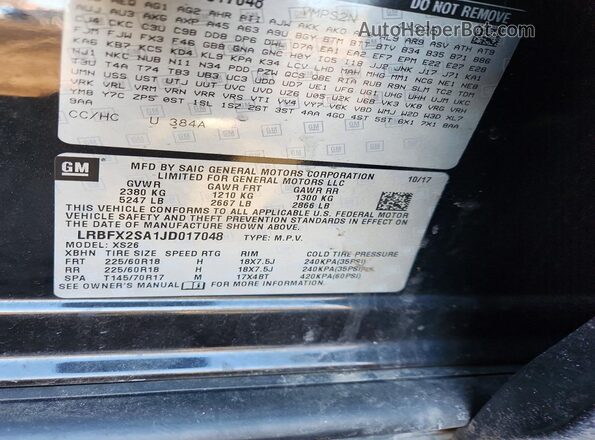 LRBFX2SA1JD017048 2018 BUICK ENVISION Black Vista del compartimento del motor