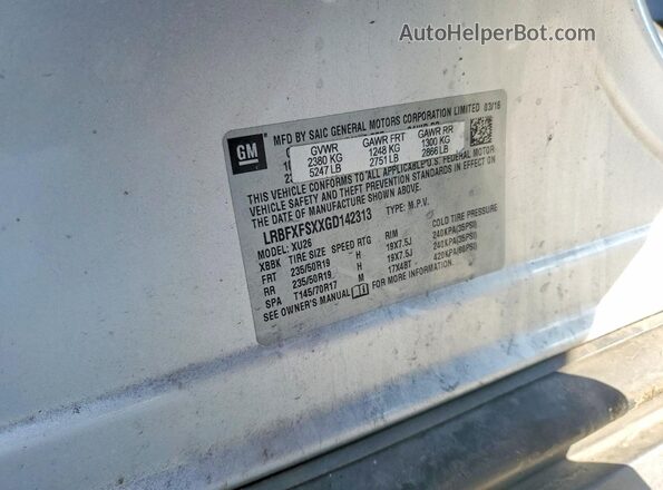 LRBFXFSXXGD142313 2016 BUICK ENVISION Silver Вид наклейки з VIN-кодом