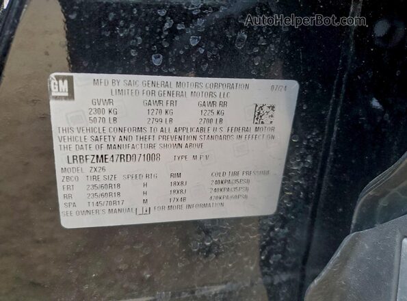 LRBFZME47RD071008 2024 BUICK ENVISION Black Vista de la etiqueta del VIN