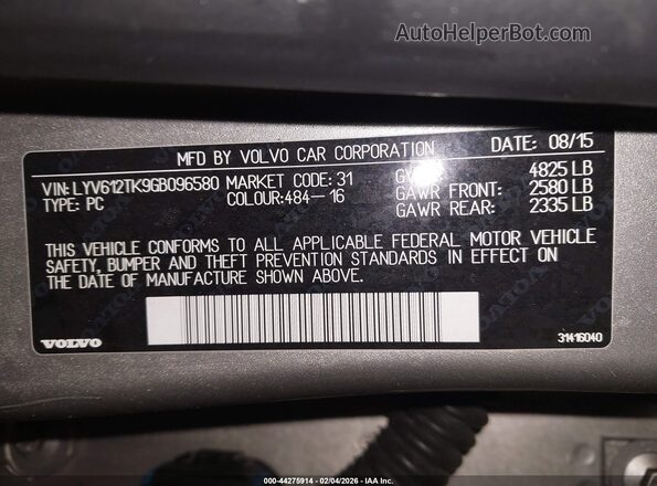 LYV612TK9GB096580 2016 VOLVO S60 INSCRIPTION Tan Вид підкапотного простору