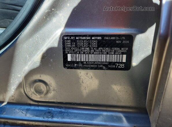 ML32A3HJ6HH016840 2017 MITSUBISHI MIRAGE Серебряный Вид подкапотного пространства