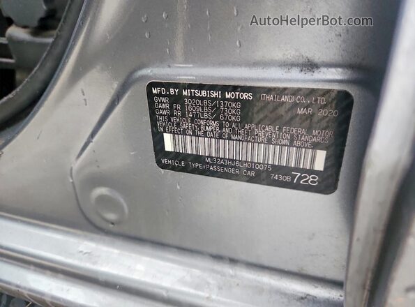 ML32A3HJ6LH010075 2020 MITSUBISHI MIRAGE Серый Вид подкапотного пространства