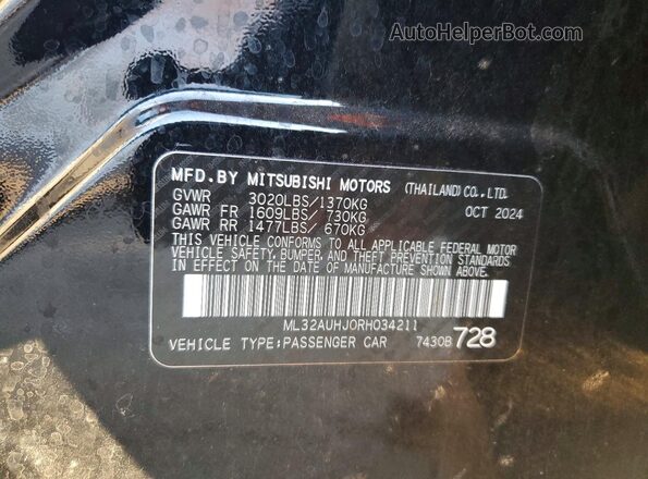 ML32AUHJ0RH034211 2024 MITSUBISHI MIRAGE Black Widok naklejki z numerem VIN