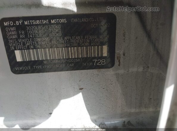 ML32AWHJ5PH002587 2023 MITSUBISHI MIRAGE Белый Вид подкапотного пространства