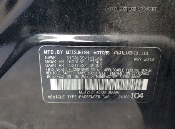 ML32F3FJ3KHF06098 2019 MITSUBISHI MIRAGE Черный Вид подкапотного пространства