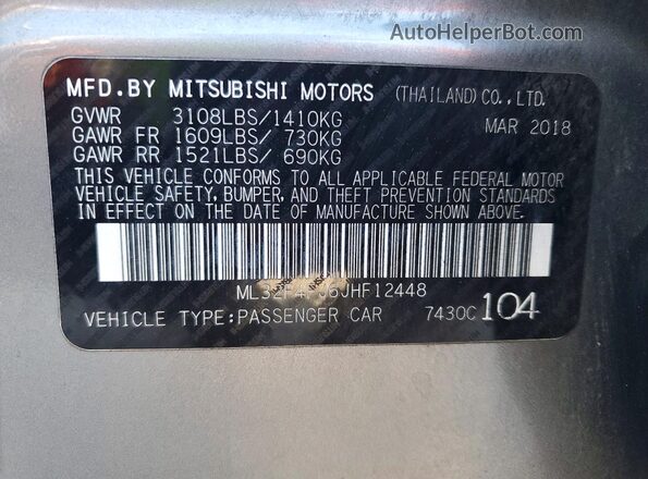 ML32F4FJ6JHF12448 2018 MITSUBISHI MIRAGE Gray Vista del compartimento del motor