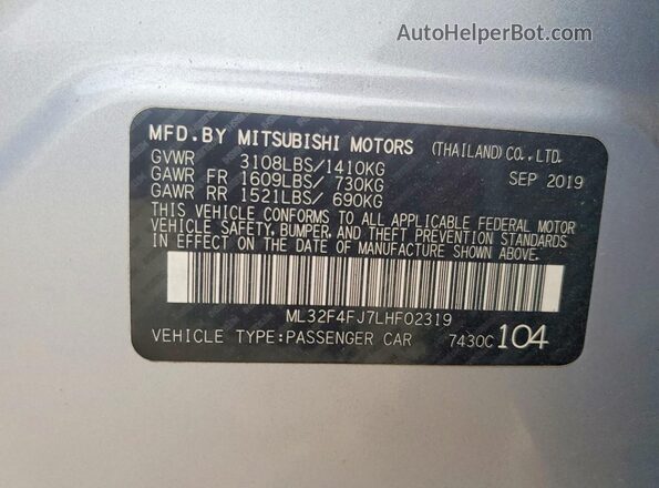 ML32F4FJ7LHF02319 2020 MITSUBISHI MIRAGE Серебряный Вид подкапотного пространства