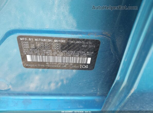 ML32F4FJXHHF14116 2017 MITSUBISHI MIRAGE G4 Синий Вид подкапотного пространства