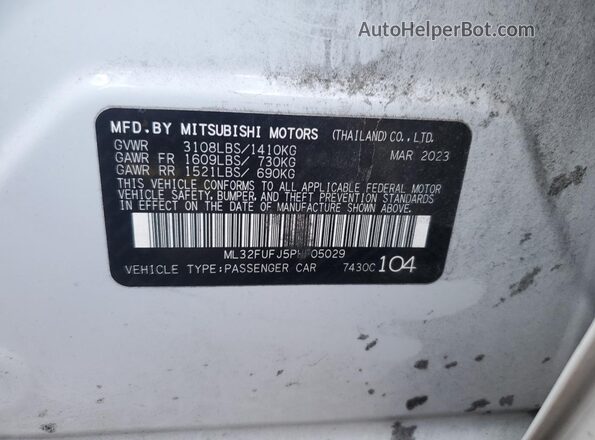 ML32FUFJ5PHF05029 2023 MITSUBISHI MIRAGE White Widok komory silnika