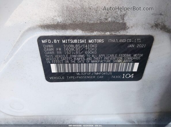 ML32FUFJ7MHF04525 2021 MITSUBISHI MIRAGE G4 White Widok komory silnika