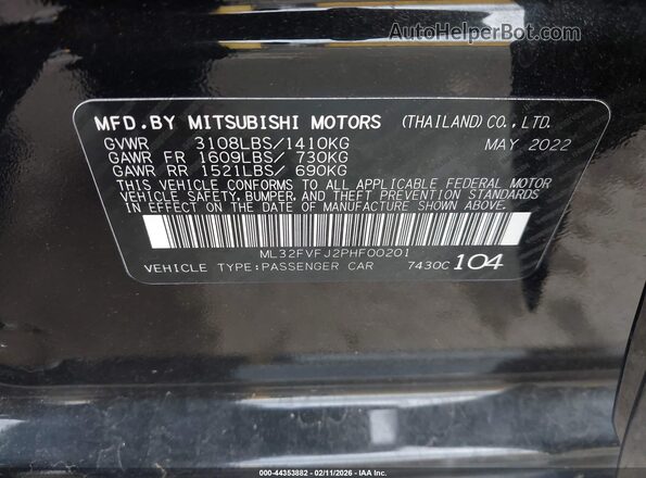 ML32FVFJ2PHF00201 2023 MITSUBISHI MIRAGE G4 Black Engine compartment view