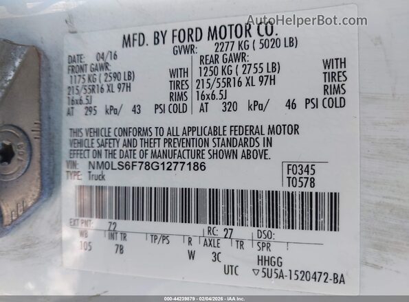 NM0LS6F78G1277186 2016 FORD TRANSIT CONNECT White Widok komory silnika