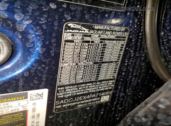 SADCJ2EX4PA714069 2023 JAGUAR F-PACE Синий Панорамный вид салона 360°