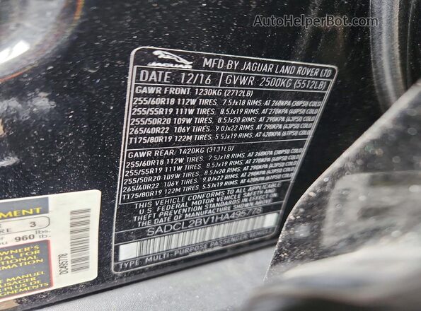 SADCL2BV1HA495778 2017 JAGUAR F-PACE Black VIN sticker view