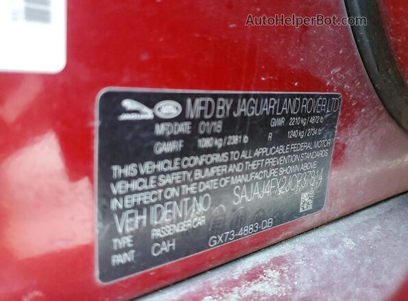 SAJAJ4FX2JCP37814 2018 JAGUAR XF Red Widok komory silnika