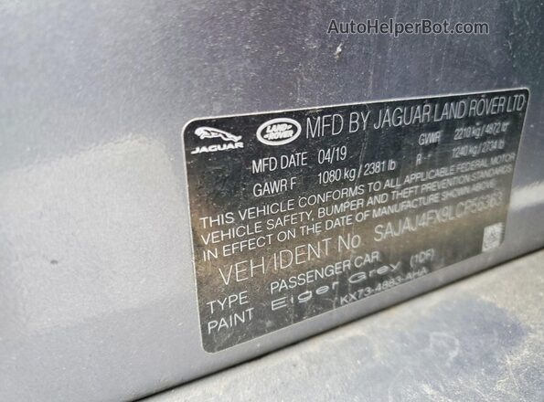 SAJAJ4FX9LCP56363 2020 JAGUAR XF Серый Вид наклейки с VIN-кодом