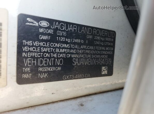 SAJAN4BVXHA947379 2017 JAGUAR XF Серый Вид подкапотного пространства