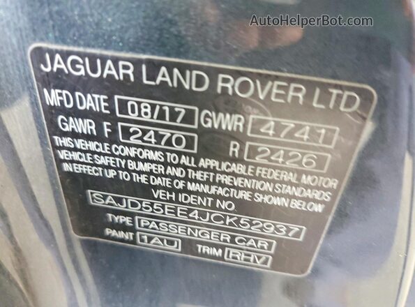 SAJD55EE4JCK52937 2018 JAGUAR F-TYPE Серый Вид наклейки с VIN-кодом