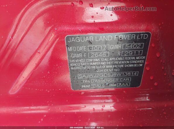 SAJWJ2GD5J8W13814 2018 JAGUAR XJ Красный Вид подкапотного пространства