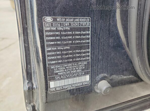 SALAG2V6XGA812914 2016 LAND ROVER LR4 Черный Вид подкапотного пространства