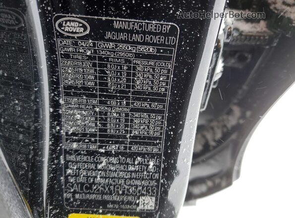 SALCJ2FX1RH350433 2024 LAND ROVER DISCOVERY Black Вид наклейки з VIN-кодом