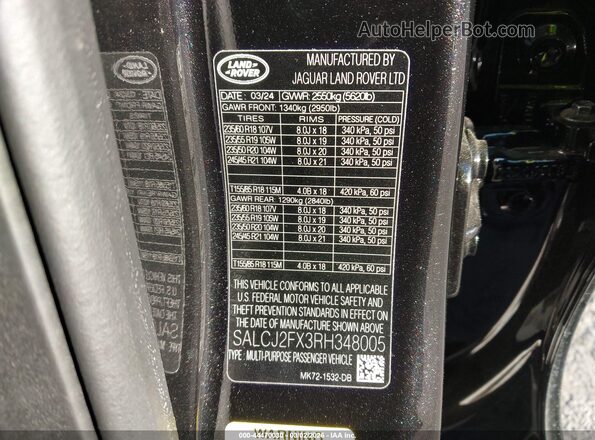 SALCJ2FX3RH348005 2024 LAND ROVER DISCOVERY SPORT Black Вид підкапотного простору