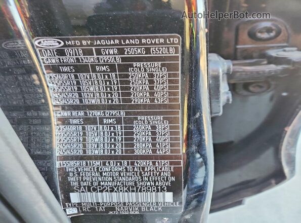 SALCP2FX8KH789813 2019 LAND ROVER DISCOVERY Черный Вид подкапотного пространства
